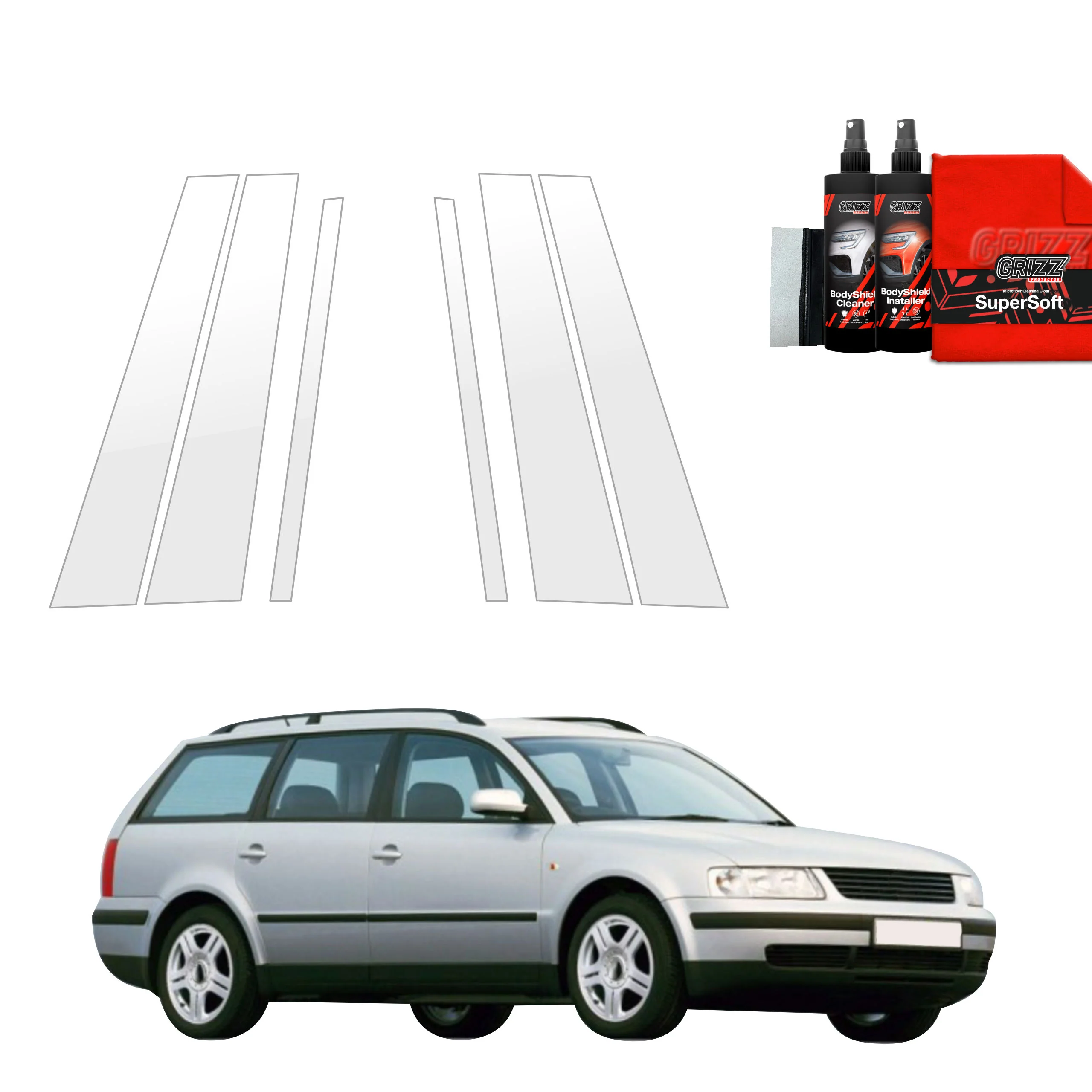 6in1 Schutzfolie Grizz Protector für B-C-Säule - Volkswagen Passat B5 Variant (1996-2000)