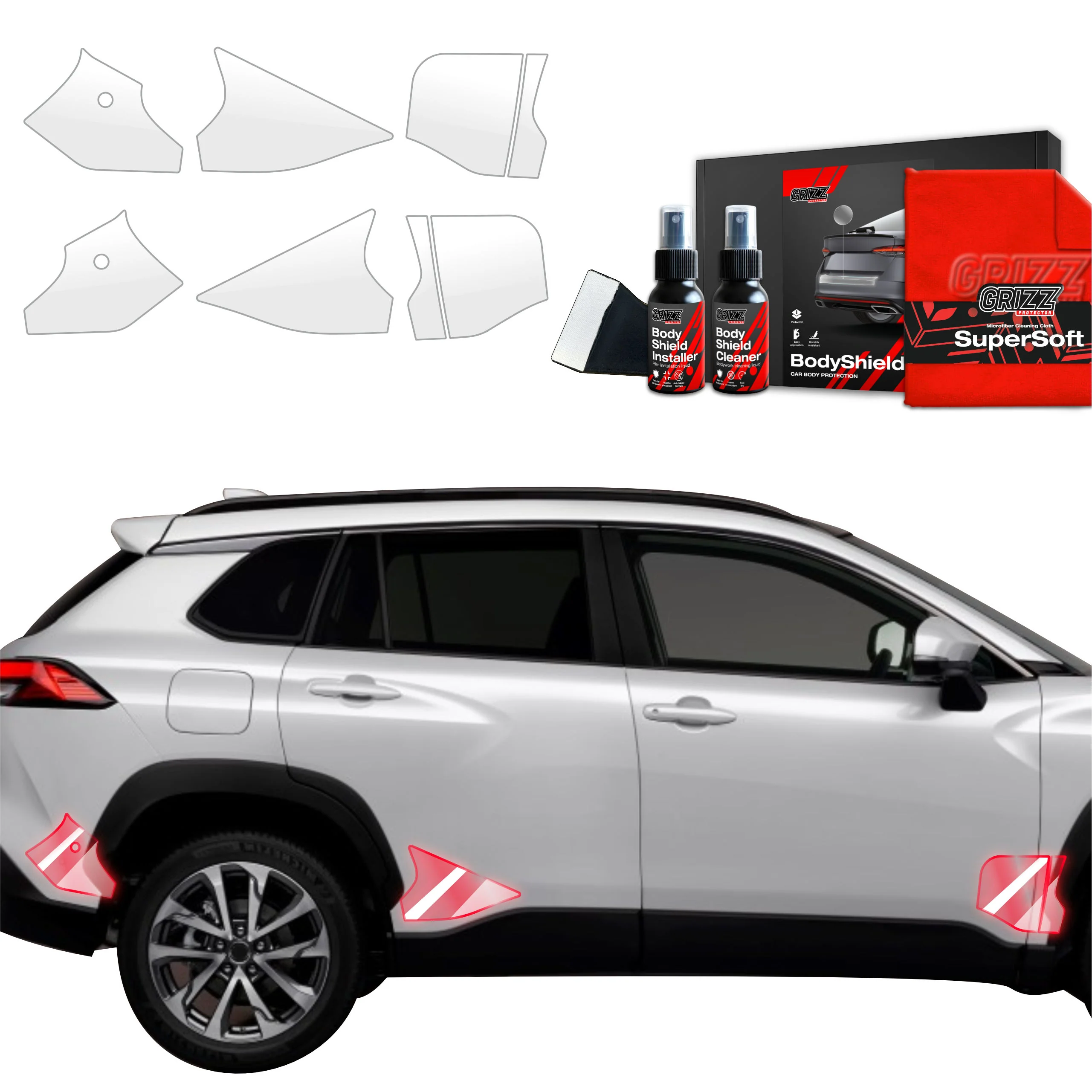 6in1 Schutzfolie Grizz Protector für hinteren & vorderen Seitenschweller - Toyota Corolla Cross (2022-2025)