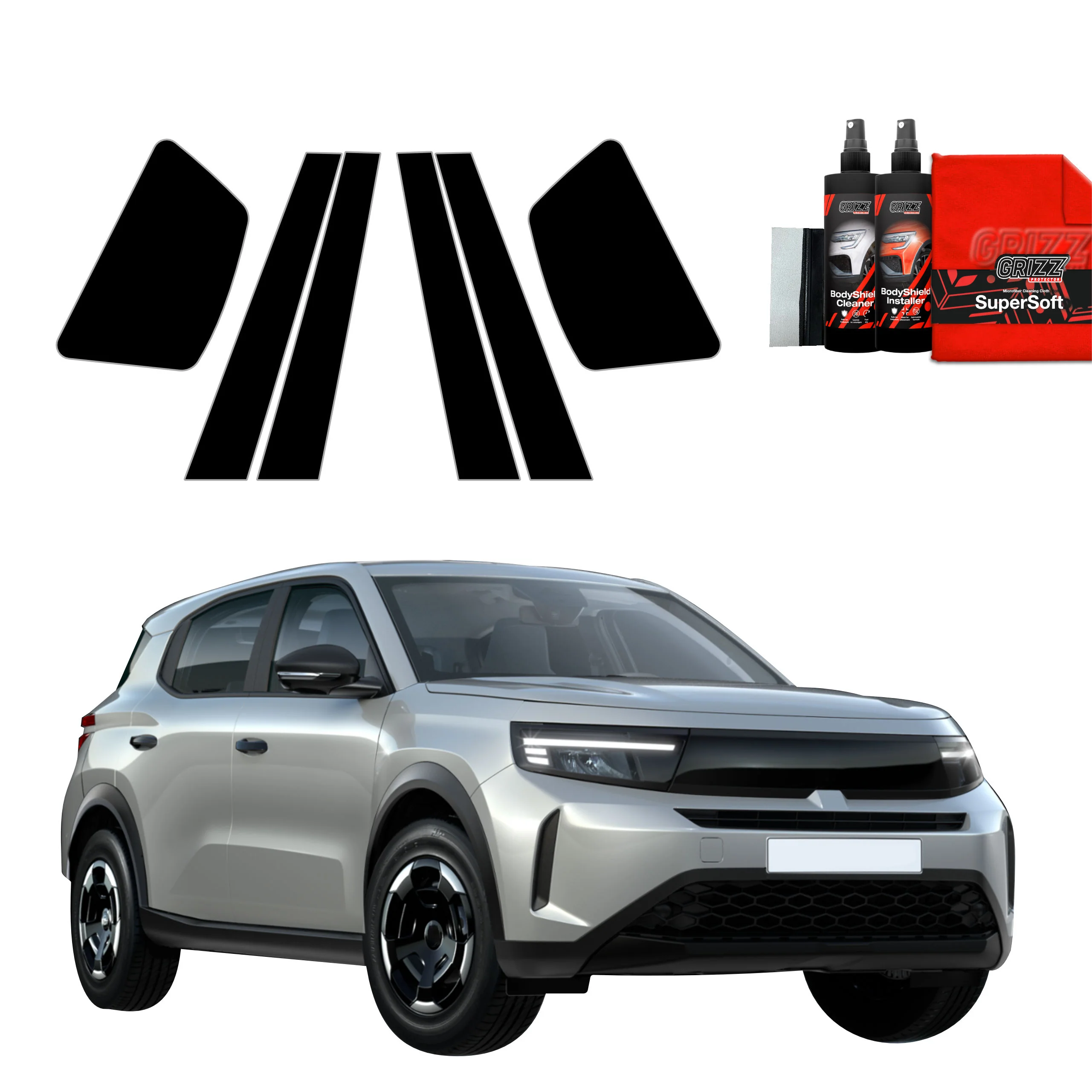 6in1 Schwarze Grizz Protector schutzfolie für B-C-Säule - Opel Frontera (2024-2025)