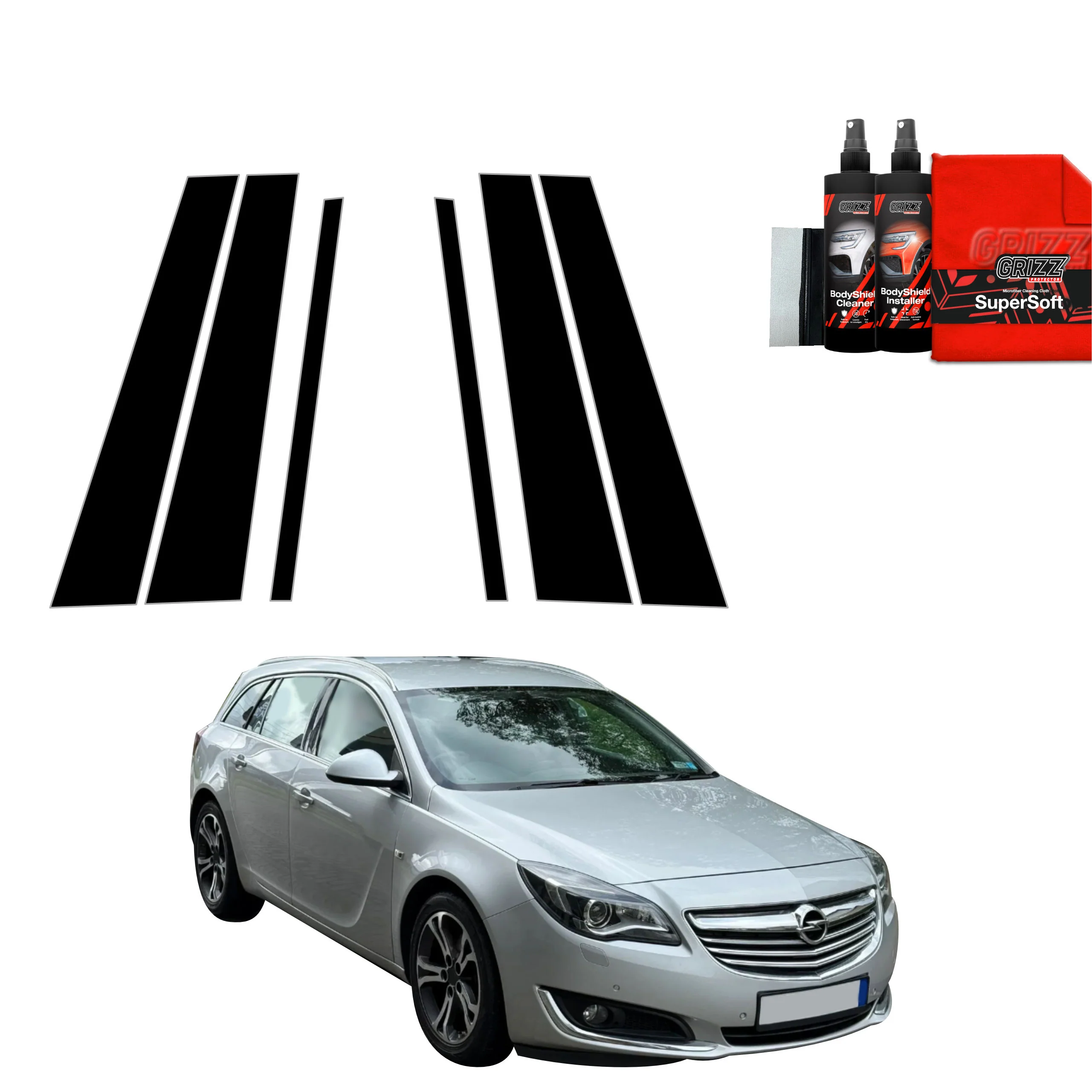 6in1 Schwarze Grizz Protector schutzfolie für B-C-Säule - Opel Insignia Kombi Facelifting (2013-2017)