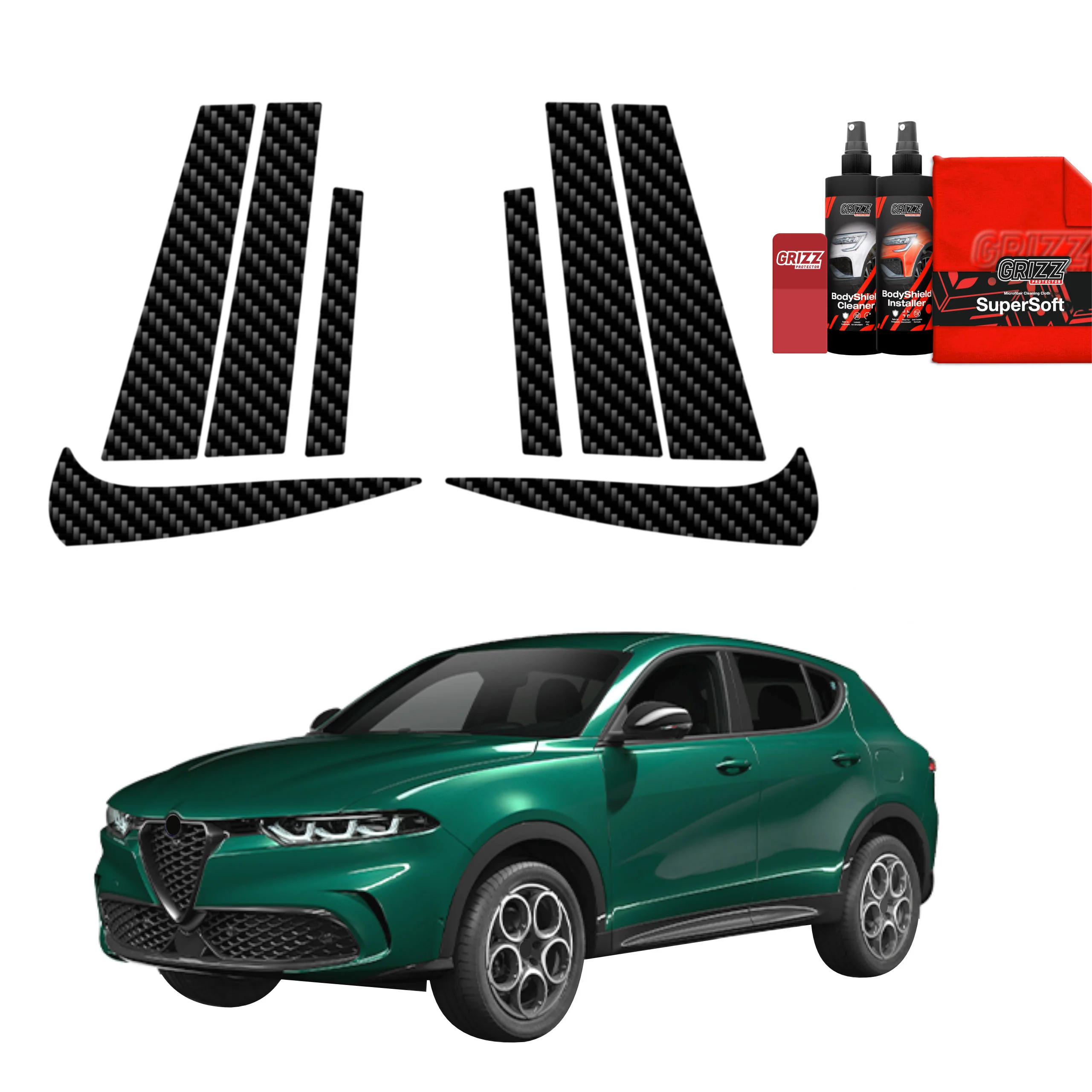 8in1 Kohlenstoff Schutzfolie Grizz Protector für B-C-Säule - Alfa Romeo Tonale (2022-2025)