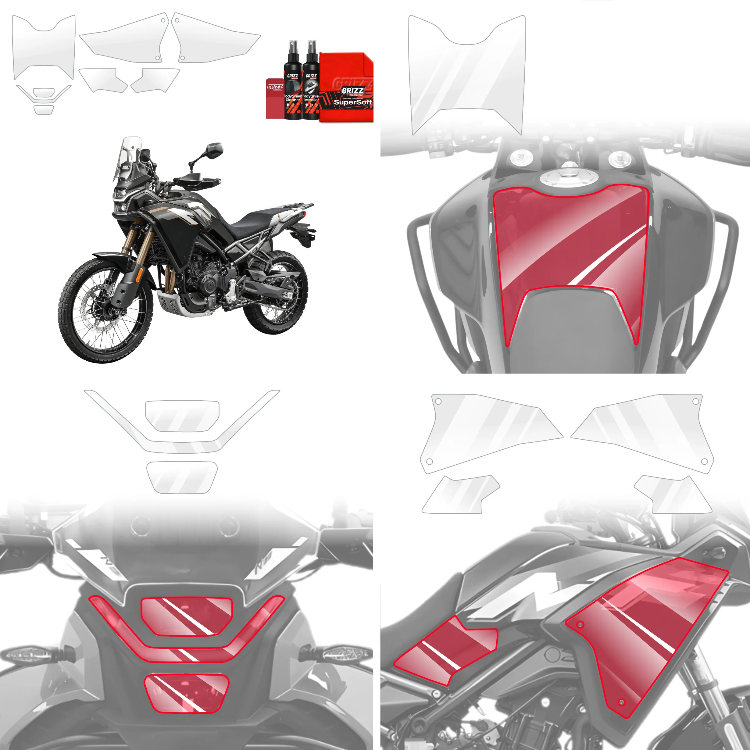 8in1 Schutzfolie Grizz Protector - CFMOTO 450MT (2023-2026) - Image 2