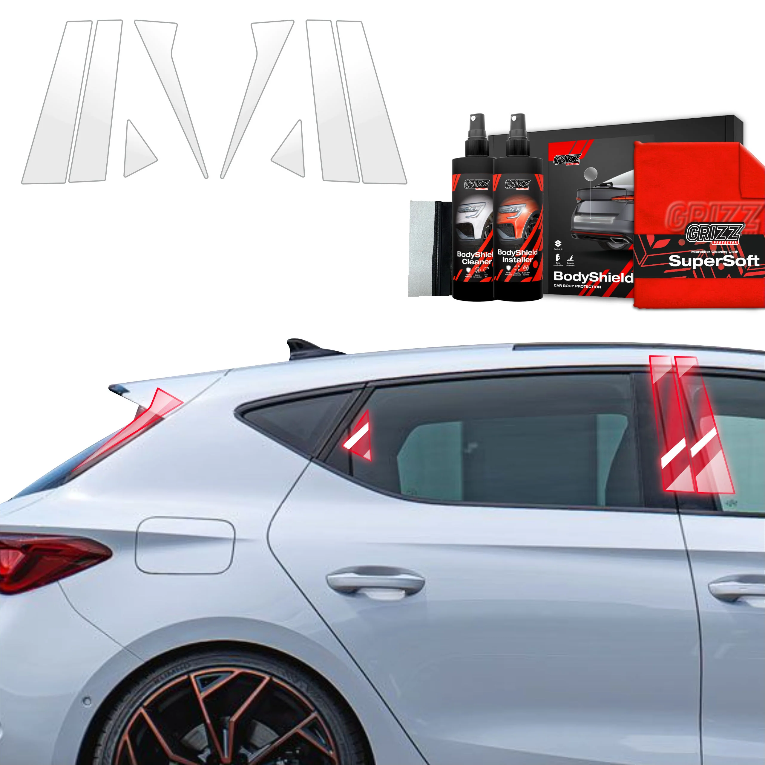 8in1 Schutzfolie Grizz Protector für B-C-Säule - Cupra Leon Sportstourer (2024-2025)