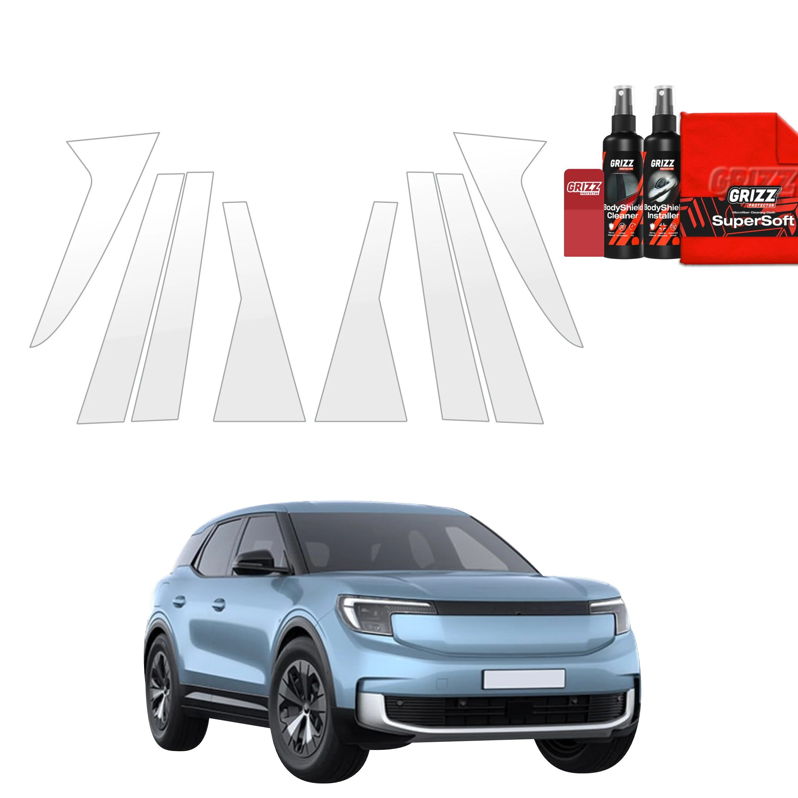 8in1 Schutzfolie Grizz Protector für B-C-Säule - Ford Explorer EV (2024-2025)