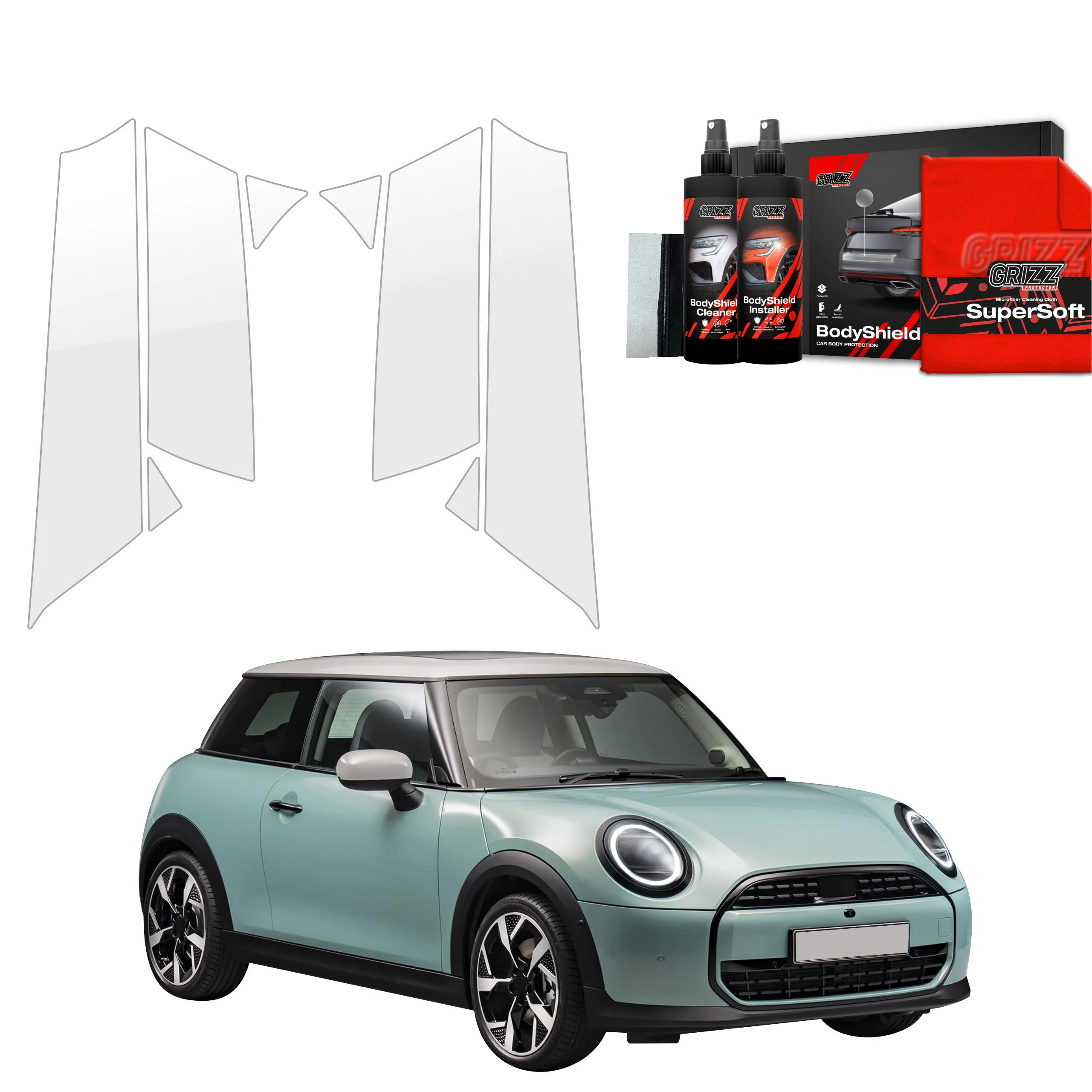 8in1 Schutzfolie Grizz Protector für B-C-Säule - Mini Cooper S (2023- 2025)