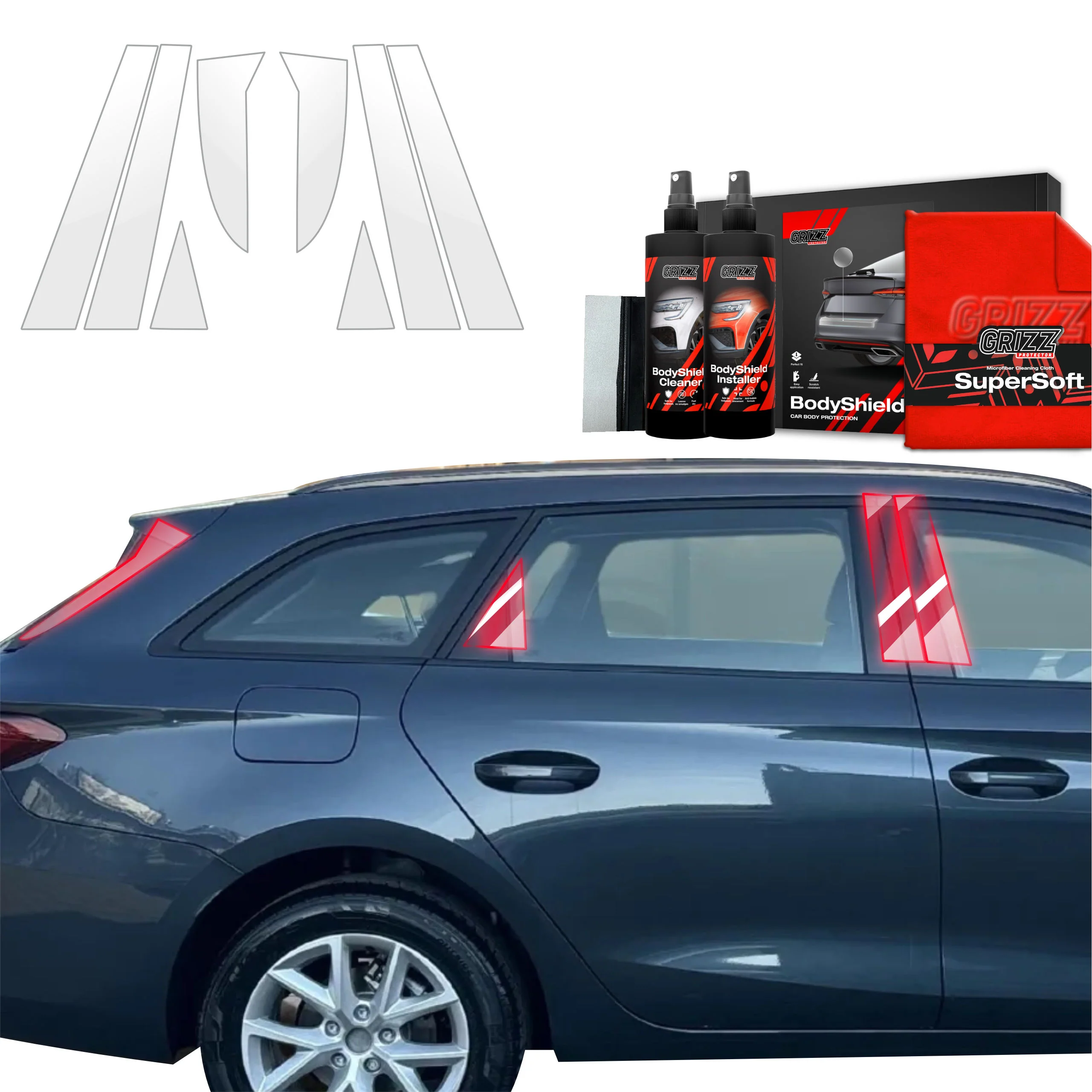 8in1 Schutzfolie Grizz Protector für B-C-Säule - Seat Leon (2024-2025)