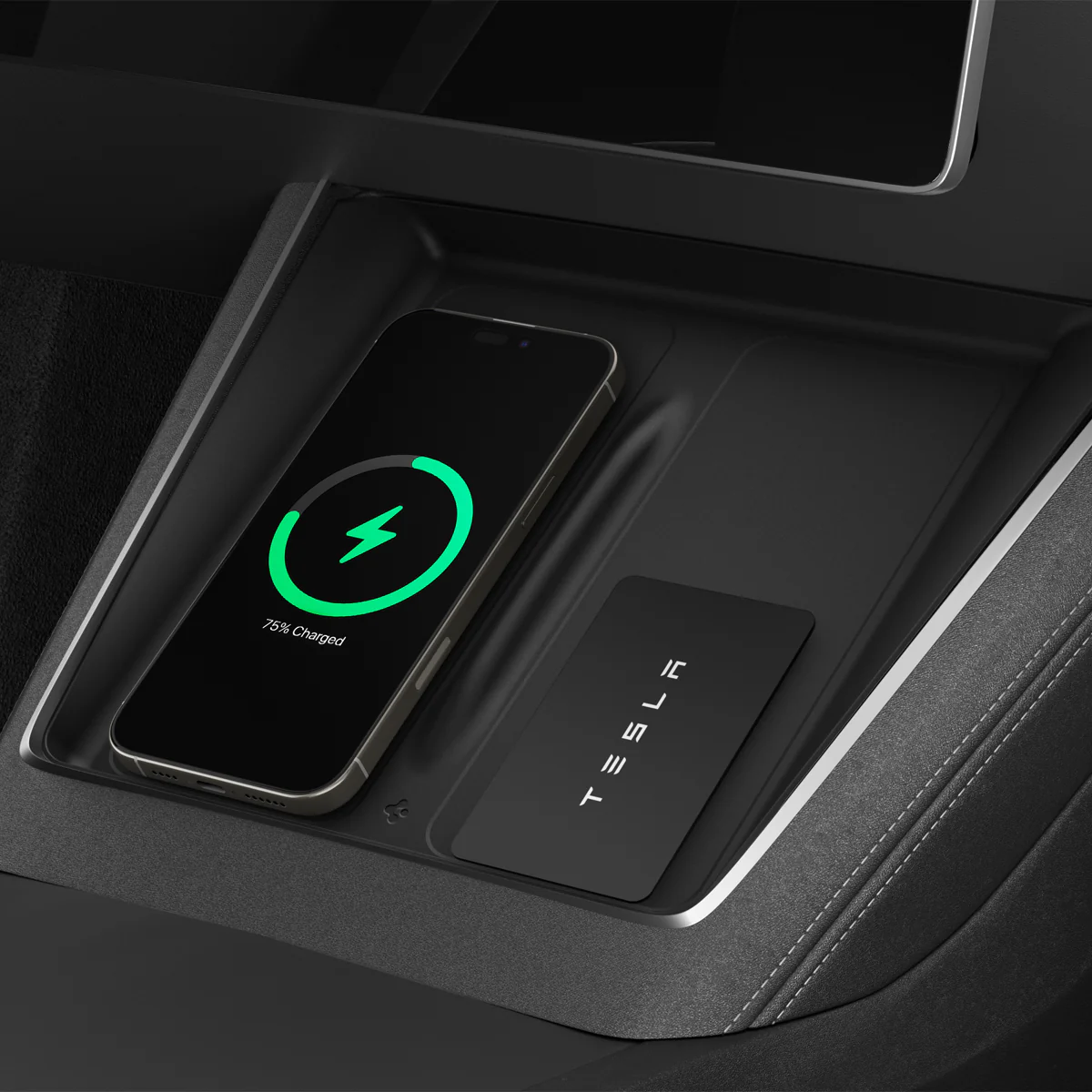 Abdeckung, Ladegerätematte für Tesla Model Y Juniper, Spigen Wireless Charging Pad Cover, Schwarz - Image 7