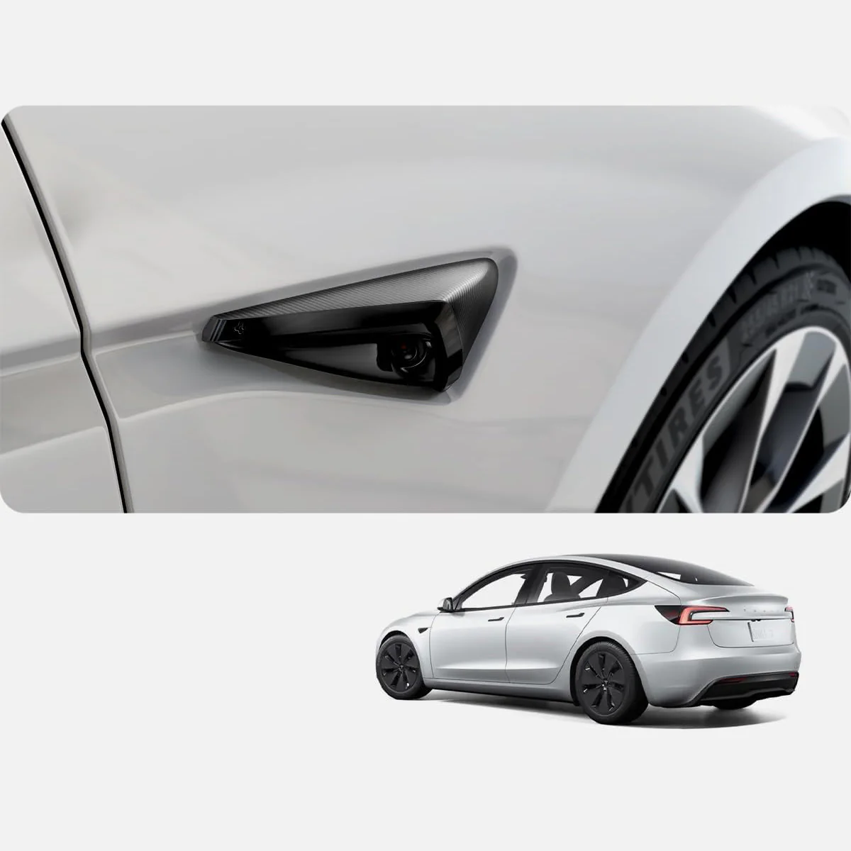Abdeckungen für Seitenkameras für Tesla Model 3 Highland 2024-25, Spigen Side Camera Protection Cover, Carbon - Image 6