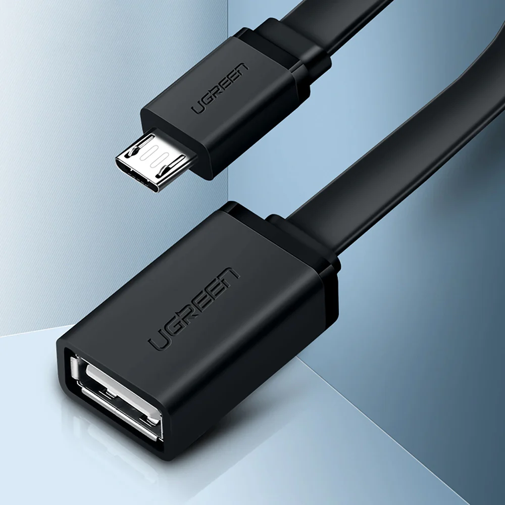 Adapter Micro-USB (Stecker) auf USB-A (Buchse), Ugreen US133, 15 cm, Schwarz - Image 3