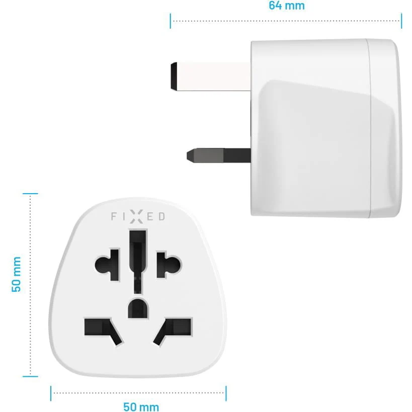 Adapter / Reisestecker Fixed World to UK, Adapter Europa auf Großbritannien, 2500W, Weiß - Image 4