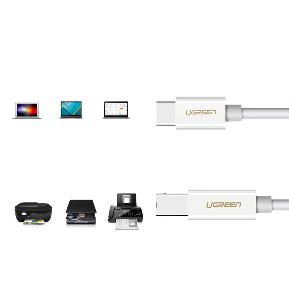 Adapter USB-C (Stecker) auf USB-B (Stecker), Ugreen US241, 1.5 m, Weiß - Image 4