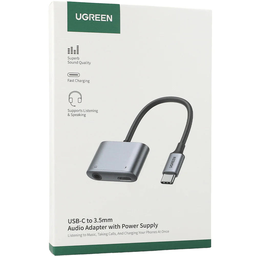 Adapter USB-C - USB-C / mini jack 3.5mm, DAC, PD, QC 30W, Ugreen CM231, Grau - Image 12