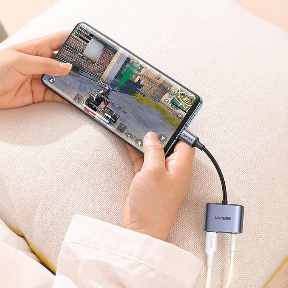Adapter USB-C - USB-C / mini jack 3.5mm, DAC, PD, QC 30W, Ugreen CM231, Grau - Image 8