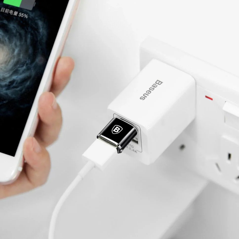 Adapter von USB-A (weiblich) auf USB-C (männlich), Baseus Mini, Schwarz - Image 11