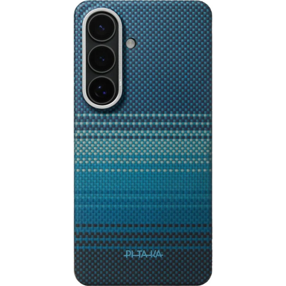 Aramid Handyhülle für Galaxy S26, Pitaka Edge Case, mit programmierbaren Tasten Aaron Button, mit MagSafe, Blau