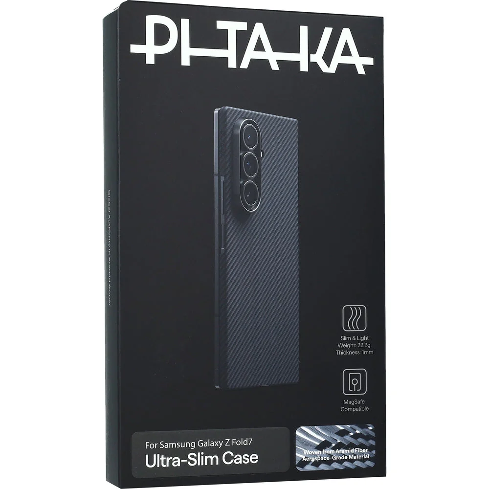 Aramid Handyhülle für Galaxy Z Fold7, PITAKA Ultra-Slim Case mit MagSafe, Schwarz mit Kevlar - Image 2