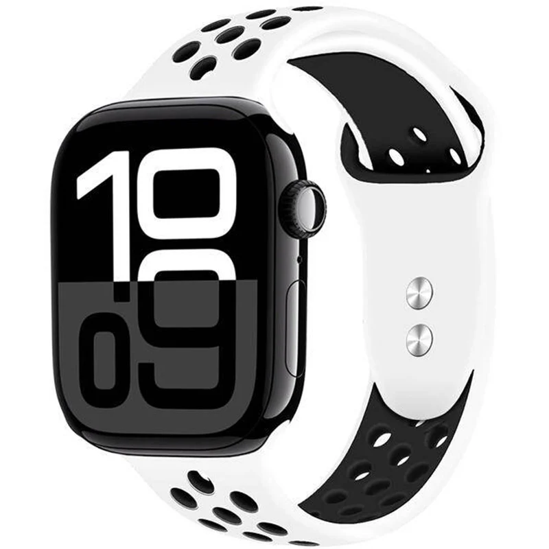Armband für Apple Watch 42/41/40/38 mm, Crong Duo Sport, Weiß-Schwarz
