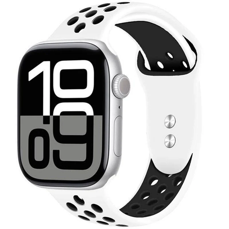 Armband für Apple Watch 42/41/40/38 mm, Crong Duo Sport, Weiß-Schwarz - Image 3