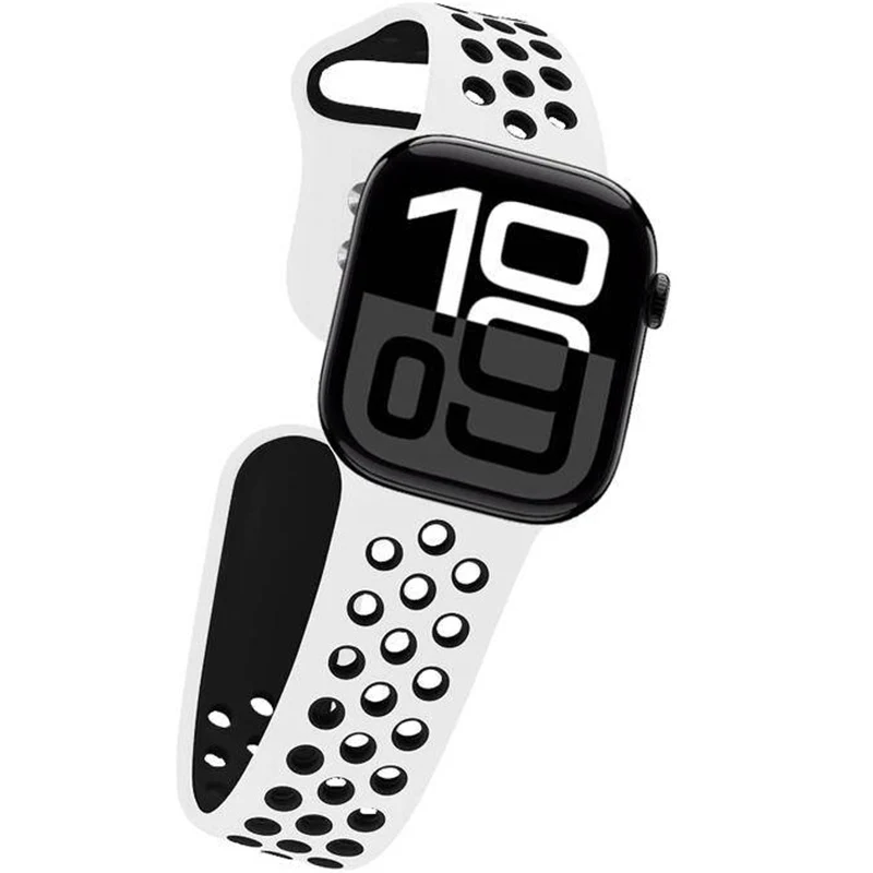 Armband für Apple Watch 42/41/40/38 mm, Crong Duo Sport, Weiß-Schwarz - Image 4