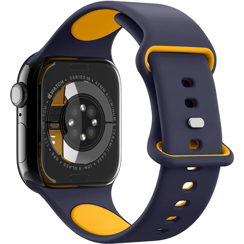 Armband für Apple Watch 42/41/40/38mm, Spigen Nano Pop, Dunkelblau-Gelb - Image 11