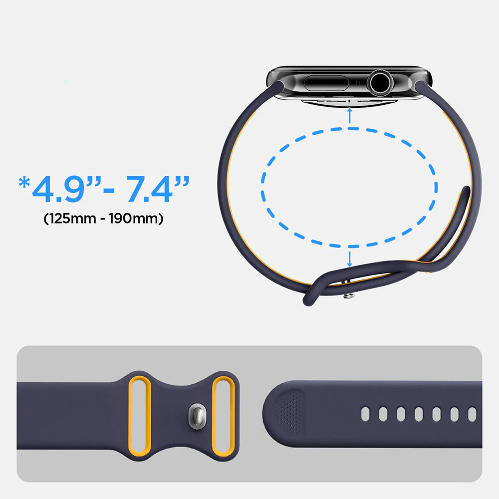 Armband für Apple Watch 42/41/40/38mm, Spigen Nano Pop, Dunkelblau-Gelb - Image 5