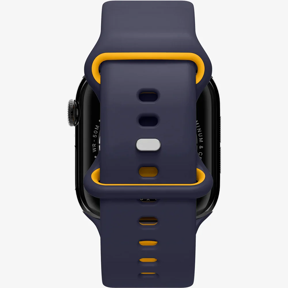 Armband für Apple Watch 42/41/40/38mm, Spigen Nano Pop, Dunkelblau-Gelb - Image 8