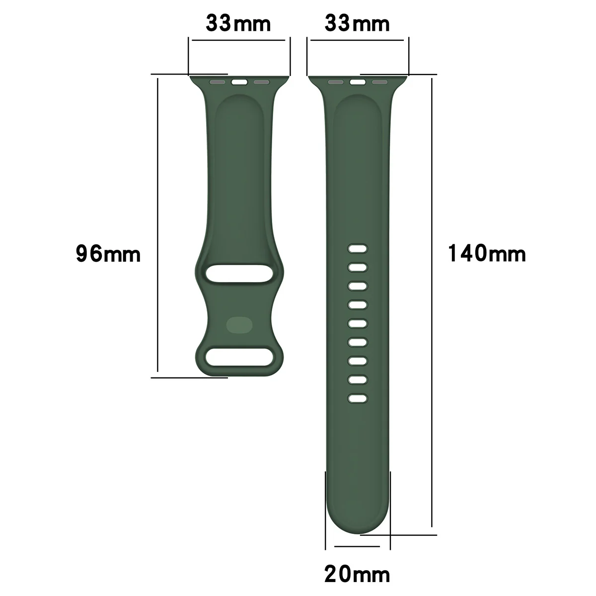 Armband für Apple Watch 44/45/46/49 mm, Bizon Strap Watch Silicone S, Dunkelgrün - Image 2