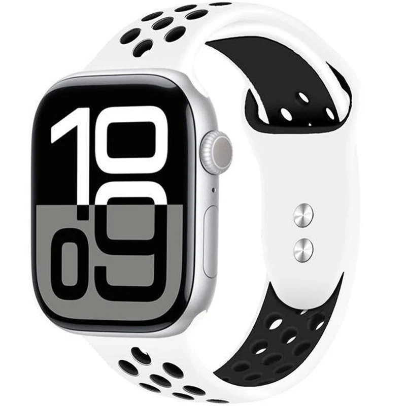 Armband für Apple Watch 49/46/45/44 mm, Crong Duo Sport, Weiß-Schwarz