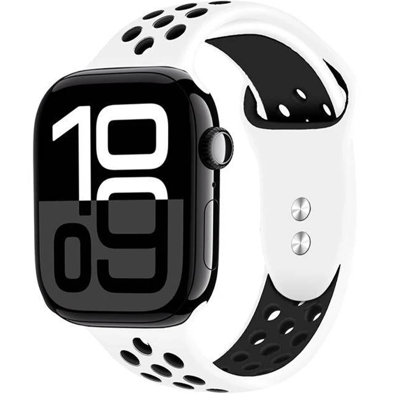 Armband für Apple Watch 49/46/45/44 mm, Crong Duo Sport, Weiß-Schwarz - Image 3