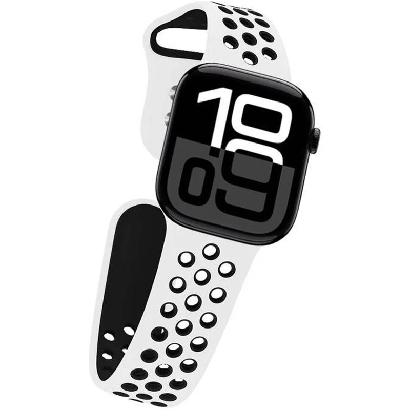 Armband für Apple Watch 49/46/45/44 mm, Crong Duo Sport, Weiß-Schwarz - Image 4