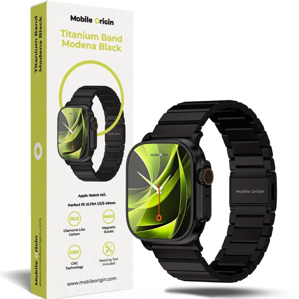 Armband für Apple Watch 49/46/45/44 mm, Mobile Origin Titanium Band Modena, Schwarz - Image 2