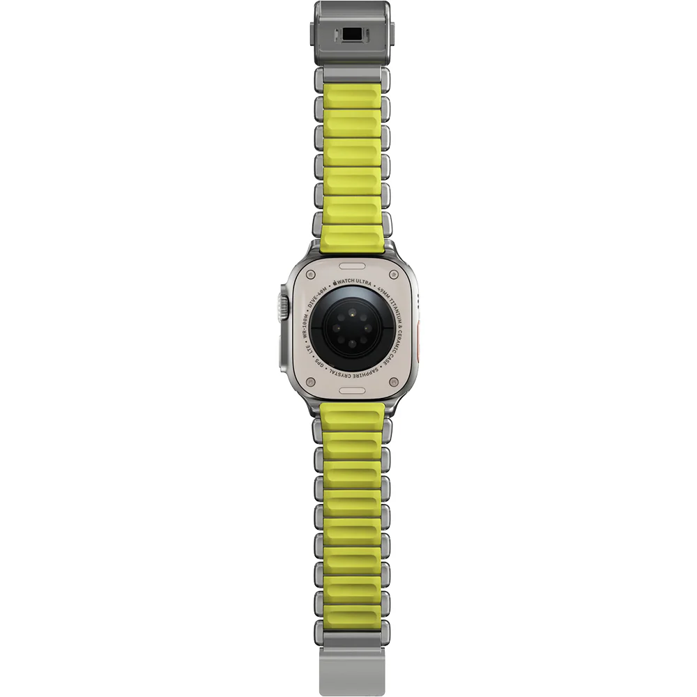 Armband für Apple Watch 49/46/45/44 mm, Nomad Stratos Band, Silber-Gelber Titan - Image 10