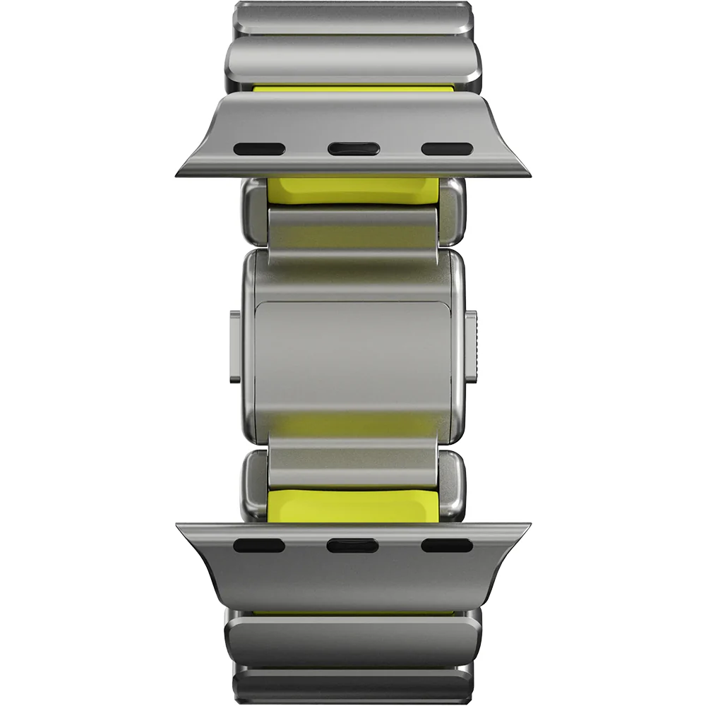 Armband für Apple Watch 49/46/45/44 mm, Nomad Stratos Band, Silber-Gelber Titan - Image 11