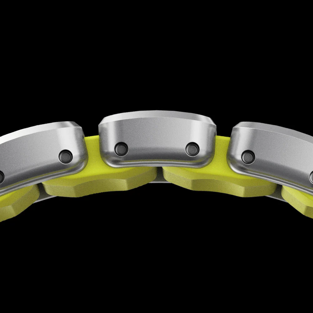 Armband für Apple Watch 49/46/45/44 mm, Nomad Stratos Band, Silber-Gelber Titan - Image 15