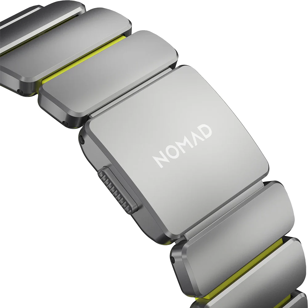 Armband für Apple Watch 49/46/45/44 mm, Nomad Stratos Band, Silber-Gelber Titan - Image 5