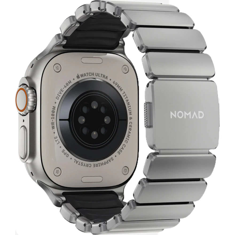 Armband für Apple Watch 49/46/45/44 mm, Nomad Stratos Band, Silber-schwarzes Titan - Image 13