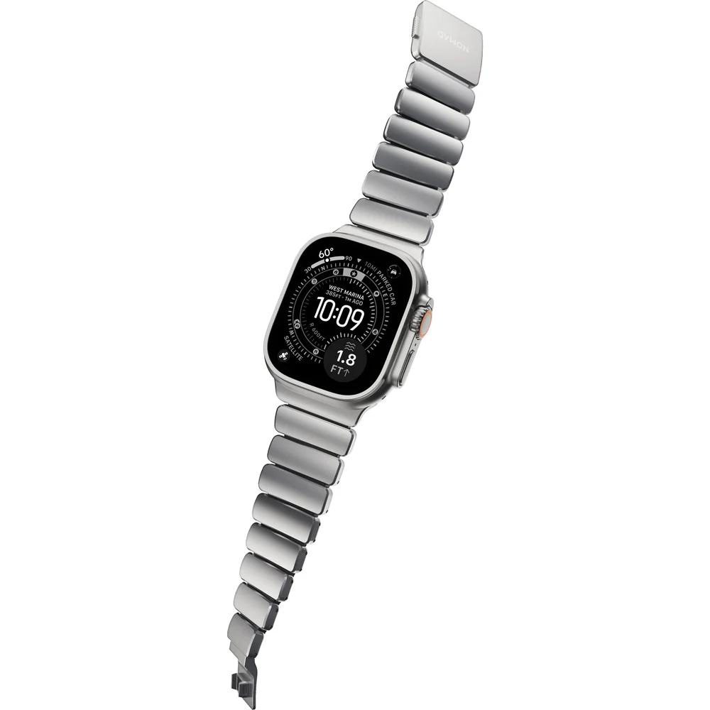 Armband für Apple Watch 49/46/45/44 mm, Nomad Stratos Band, Silber-schwarzes Titan - Image 2