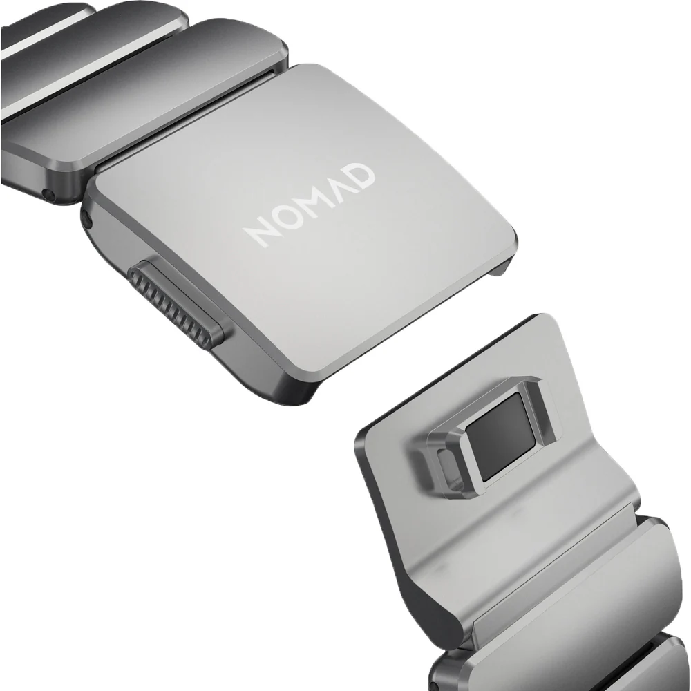 Armband für Apple Watch 49/46/45/44 mm, Nomad Stratos Band, Silber-schwarzes Titan - Image 5