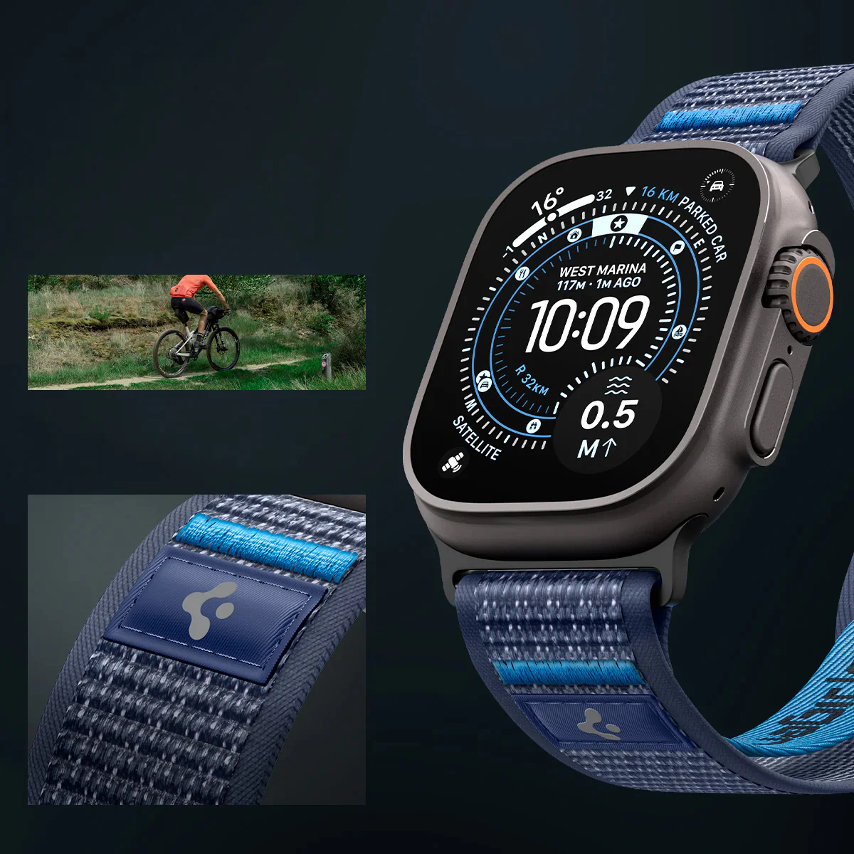 Armband für Apple Watch 49/46/45/44 mm, Spigen Athlex Air 2, Dunkelblau - Image 2