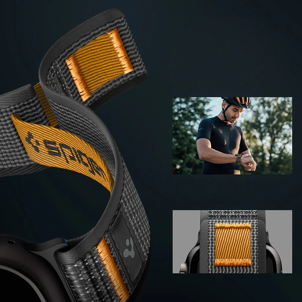 Armband für Apple Watch 49/46/45/44 mm, Spigen Athlex Air 2, Schwarz-Orange - Image 3