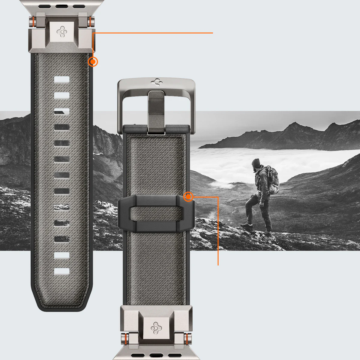 Armband für Apple Watch 49/46/45/44 mm, Spigen DuraPro Armor, Grau - Image 13
