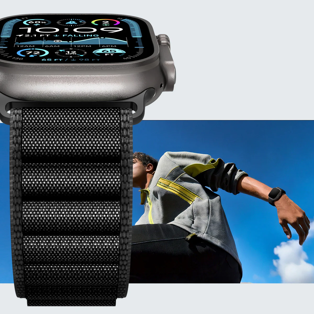 Armband für Apple Watch 49/46/45/44 mm, Spigen WBF1 Band, Schwarz - Image 10