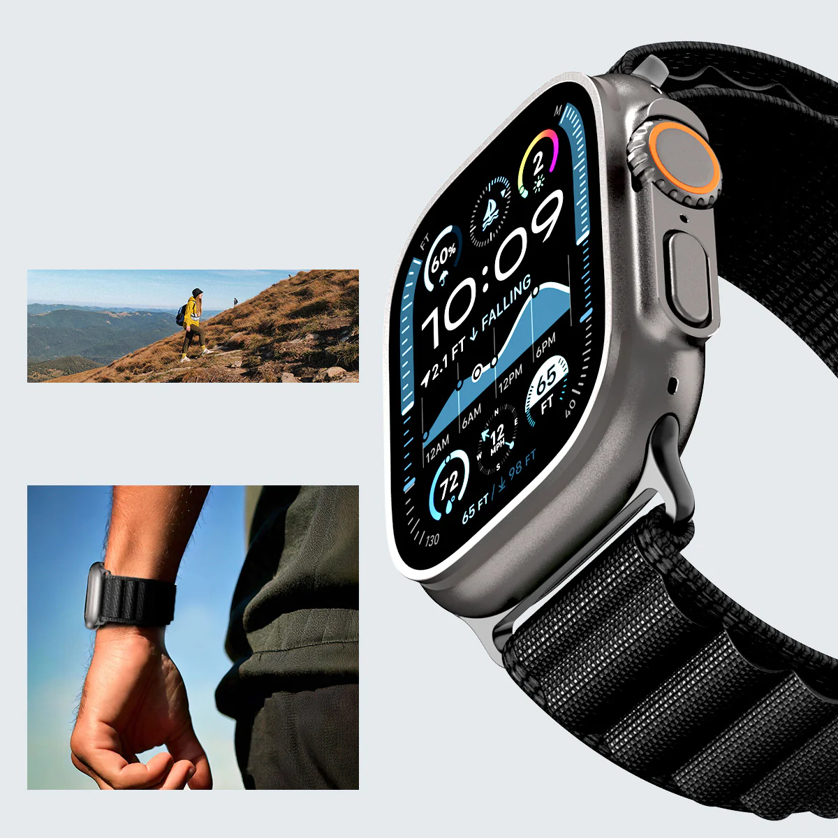 Armband für Apple Watch 49/46/45/44 mm, Spigen WBF1 Band, Schwarz - Image 13
