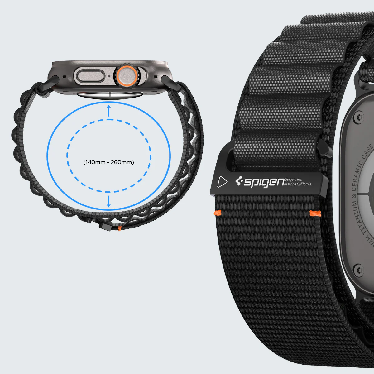 Armband für Apple Watch 49/46/45/44 mm, Spigen WBF1 Band, Schwarz - Image 15