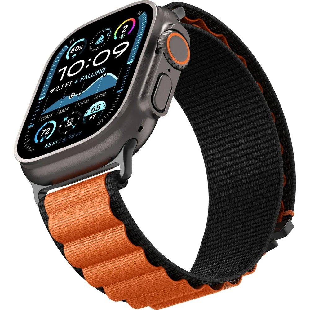 Armband für Apple Watch 49/46/45/44 mm, Spigen WBF1 Band, Schwarz-Orange - Image 2
