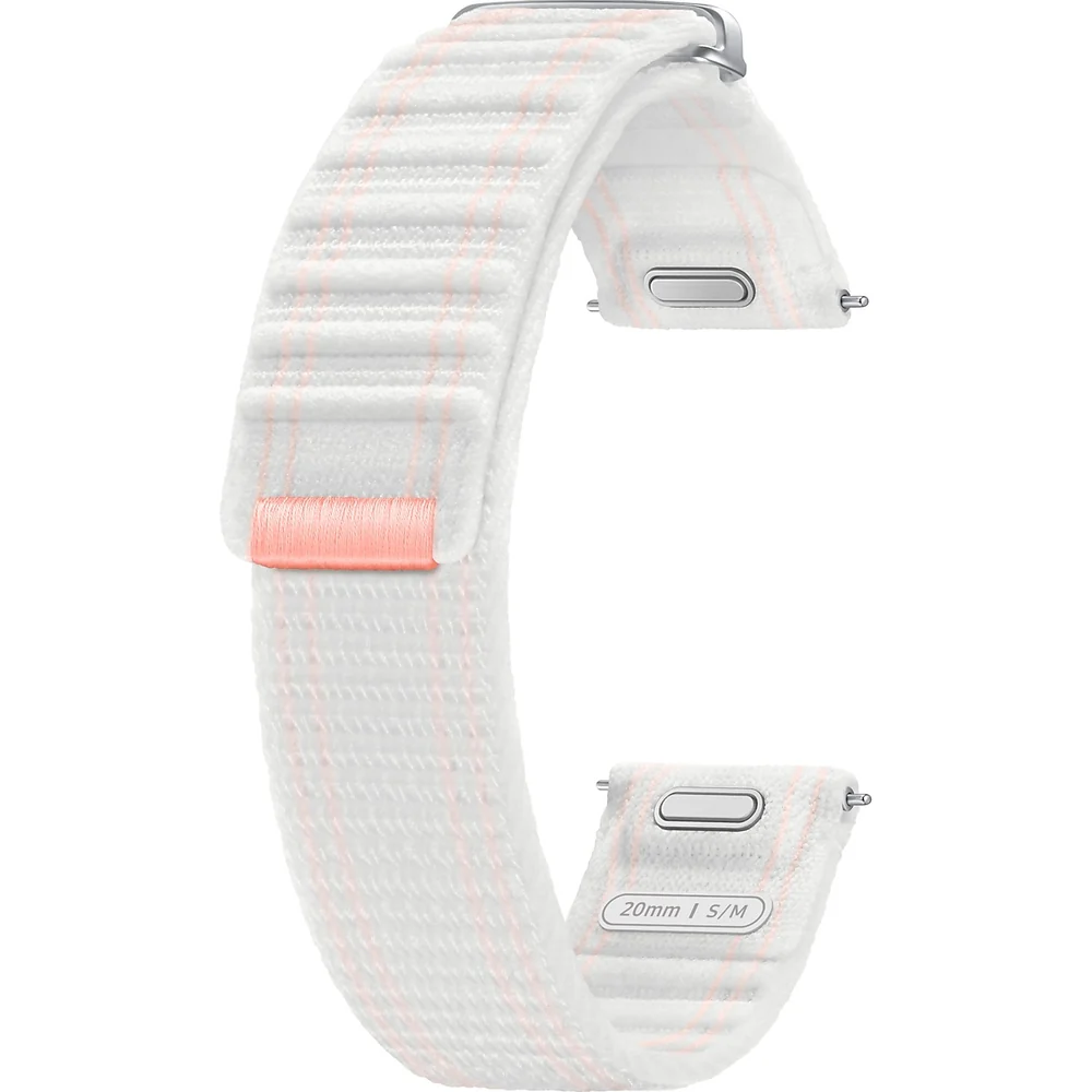 Armband für Galaxy Watch 7 / FE / 6 / 5 Pro / 5 / 4, Samsung Fabric Band, Weiß und Rosa