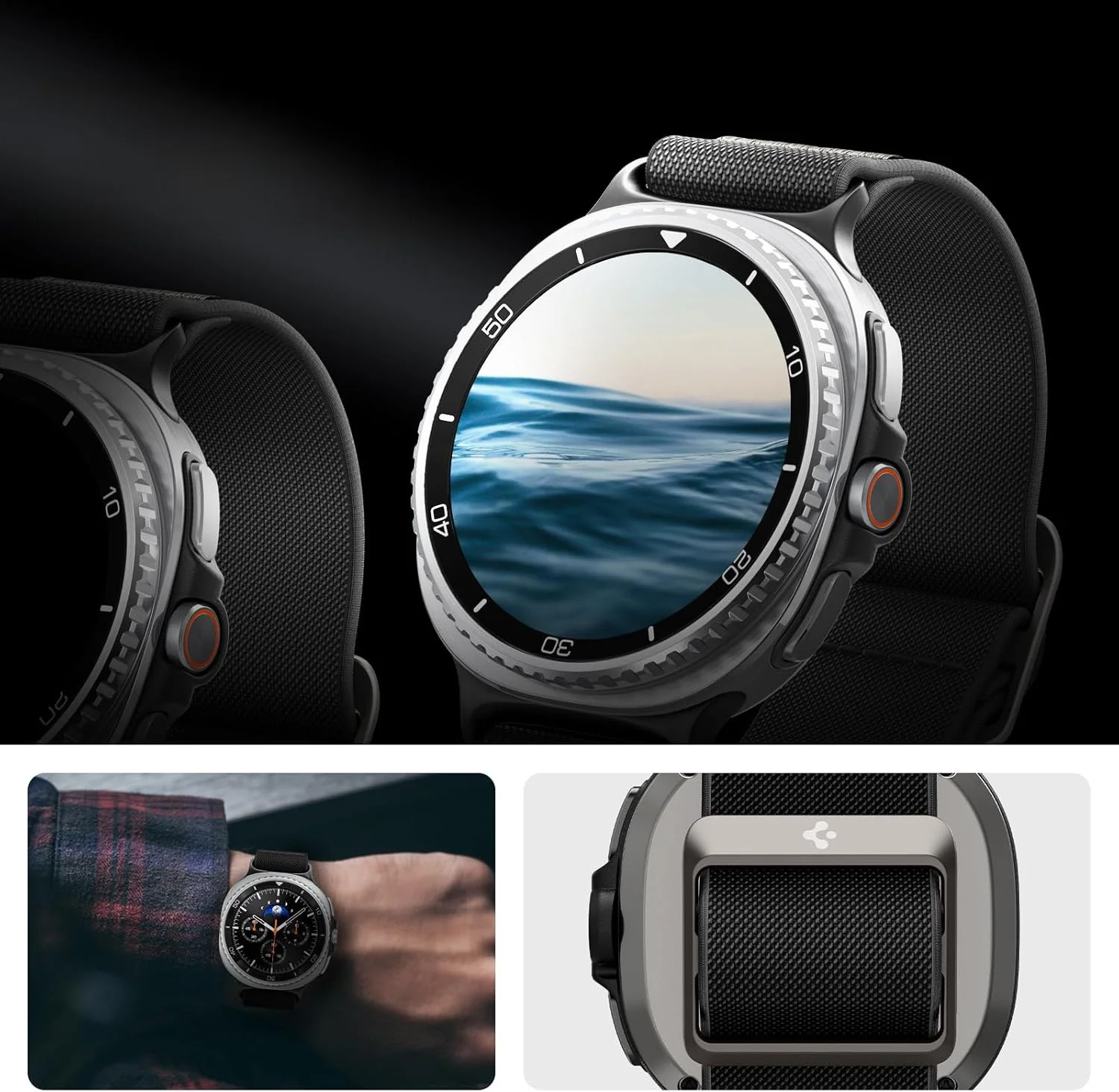 Armband für Galaxy Watch 8 40/44 mm, Classic 46 mm, Spigen Lite Fit, Schwarz - Image 10