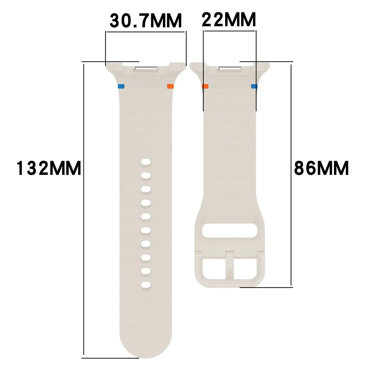 Armband für Galaxy Watch 8 40 mm / 44 mm / 8 Classic 46 mm, Bizon Strap Watch Silicone G, Beige - Image 2