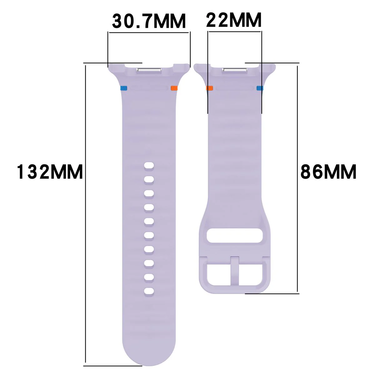 Armband für Galaxy Watch 8 40 mm / 44 mm / 8 Classic 46 mm, Bizon Strap Watch Silicone G, Hellviolett - Image 2