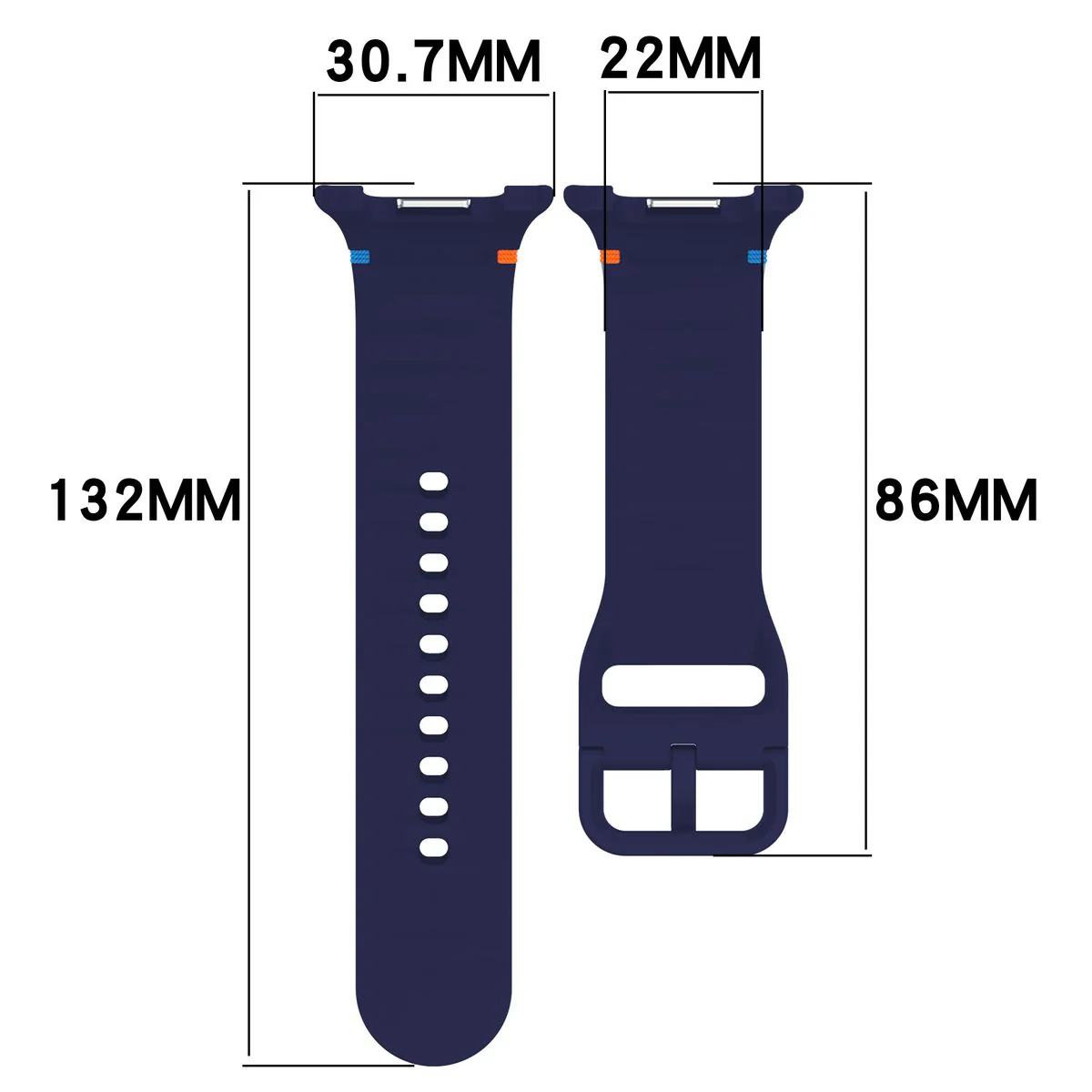 Armband für Galaxy Watch 8 40 mm / 44 mm / 8 Classic 46 mm, Bizon Strap Watch Silicone G, Marineblau - Image 2
